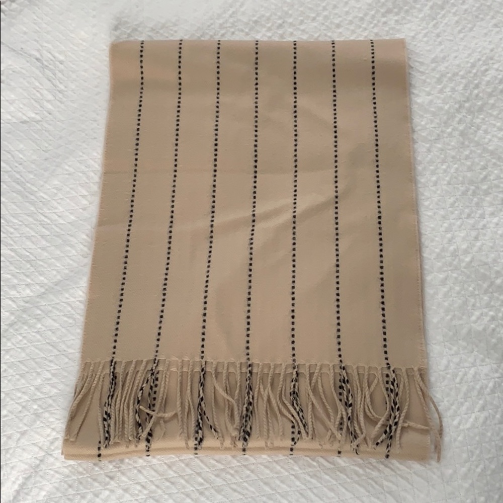 Cashmere scarf (taupe with black detail)